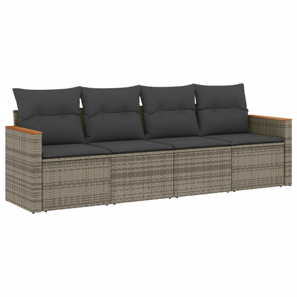 4-delige Loungeset met kussens poly rattan grijs is nu te koop bij PeponiXL, paradijselijk wonen!