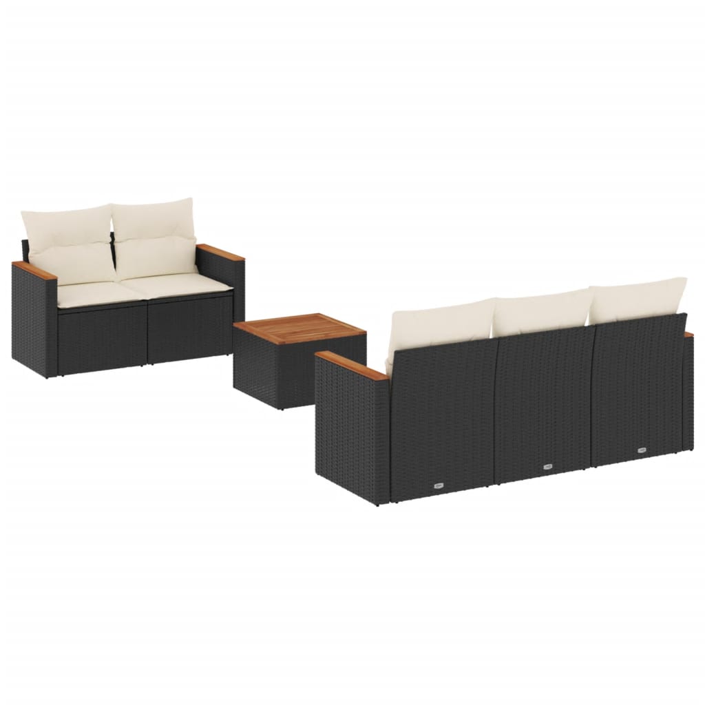 6-delige Loungeset met kussens poly rattan zwart is nu te koop bij PeponiXL, paradijselijk wonen!