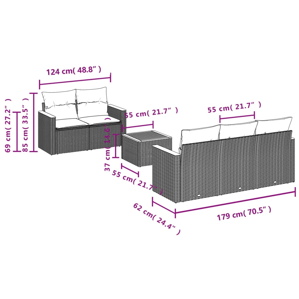 6-delige Loungeset met kussens poly rattan zwart is nu te koop bij PeponiXL, paradijselijk wonen!