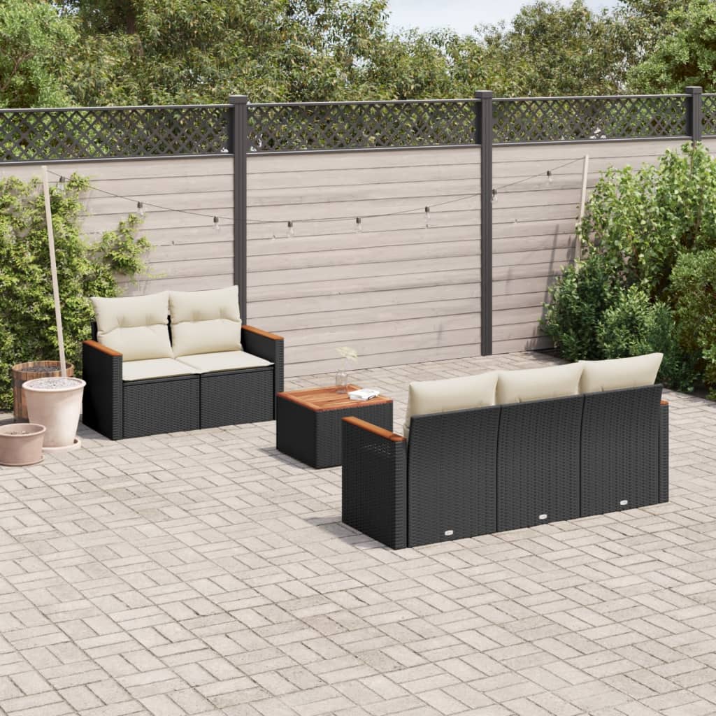 6-delige Loungeset met kussens poly rattan zwart is nu te koop bij PeponiXL, paradijselijk wonen!