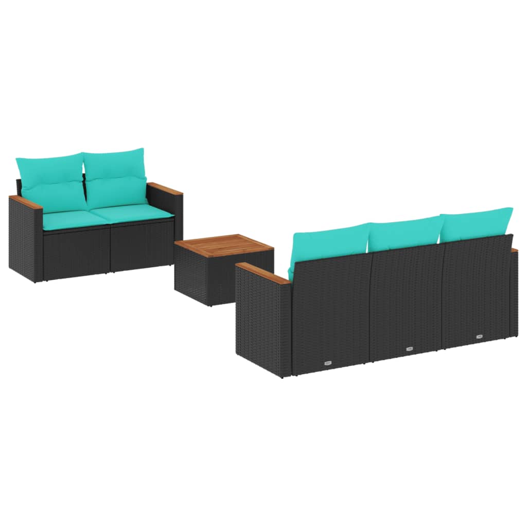6-delige tuinbankset met kussens van zwart polyrotan is nu te koop bij PeponiXL, paradijselijk wonen!