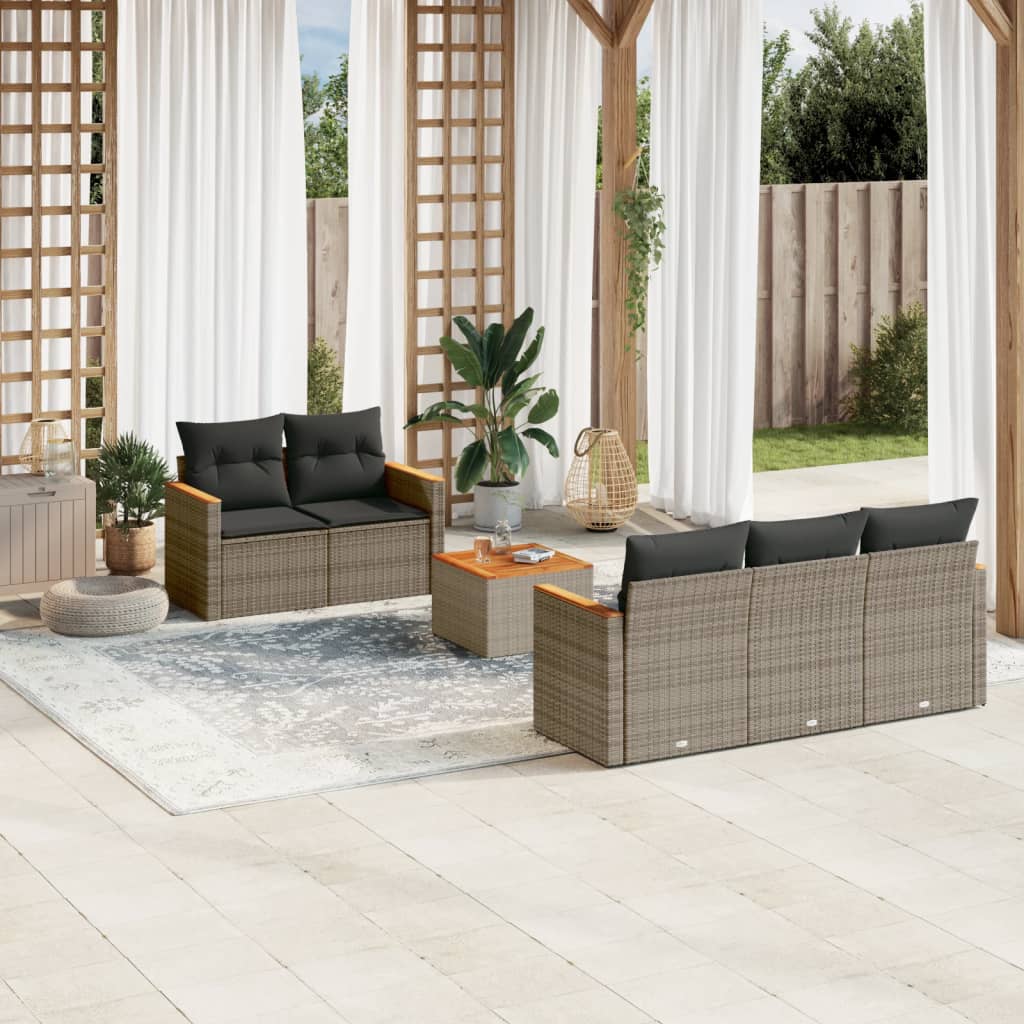 6-delige Loungeset met kussens poly rattan grijs is nu te koop bij PeponiXL, paradijselijk wonen!