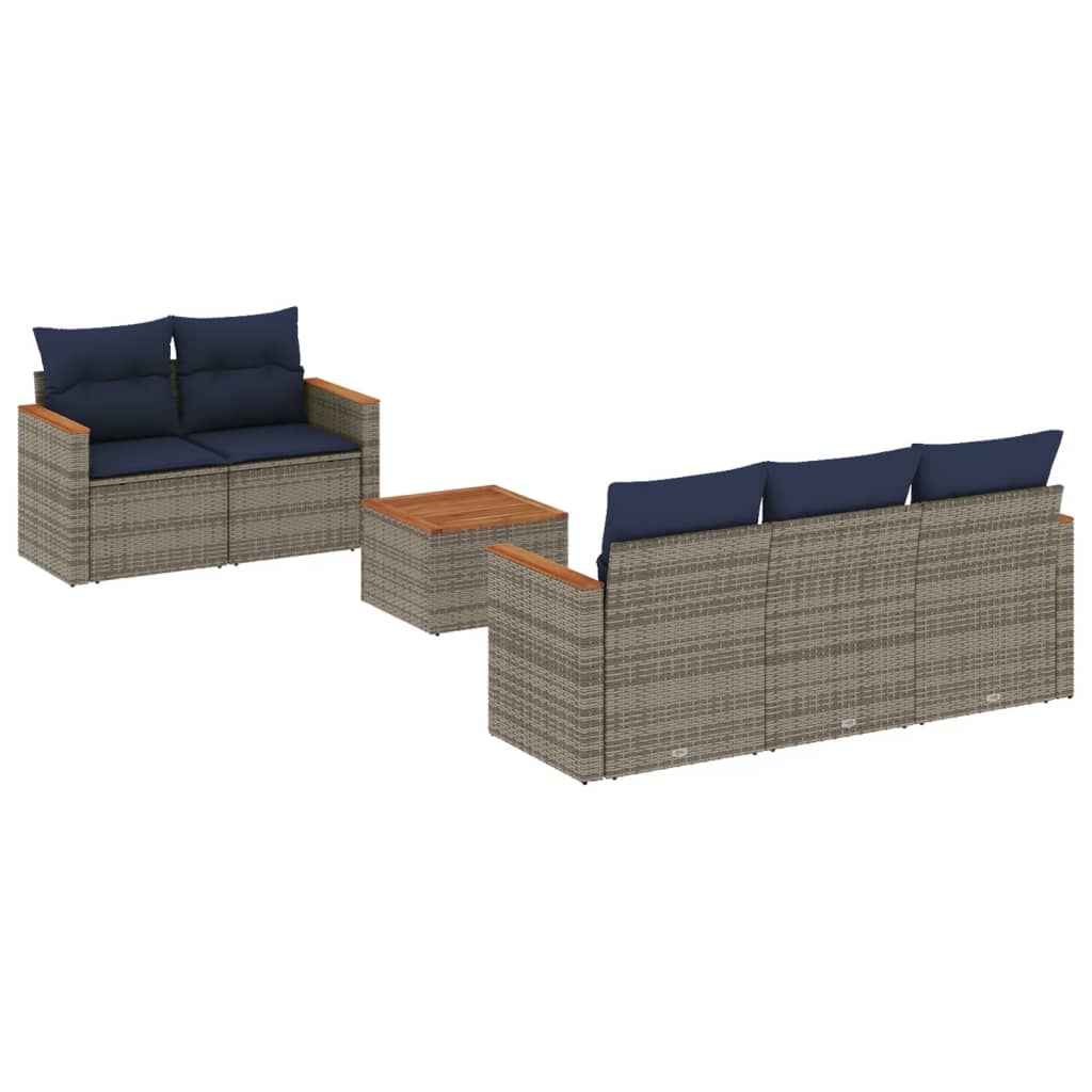6-delige tuinbankset met kussens, grijs polyrotan is nu te koop bij PeponiXL, paradijselijk wonen!
