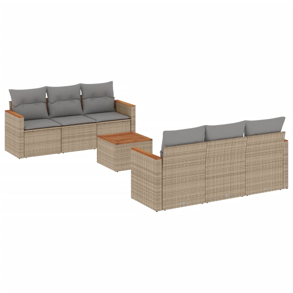 7-delige Loungeset met kussens poly rattan gemengd beige is nu te koop bij PeponiXL, paradijselijk wonen!