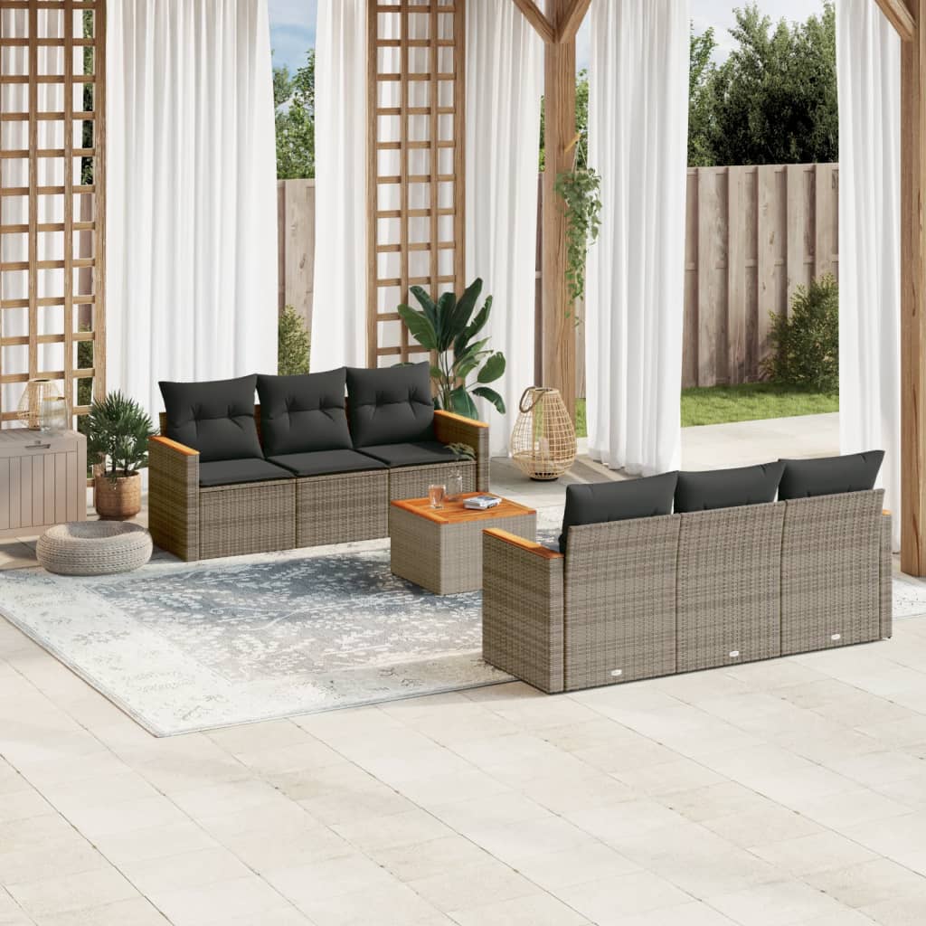 7-delige Loungeset met kussens poly rattan grijs is nu te koop bij PeponiXL, paradijselijk wonen!