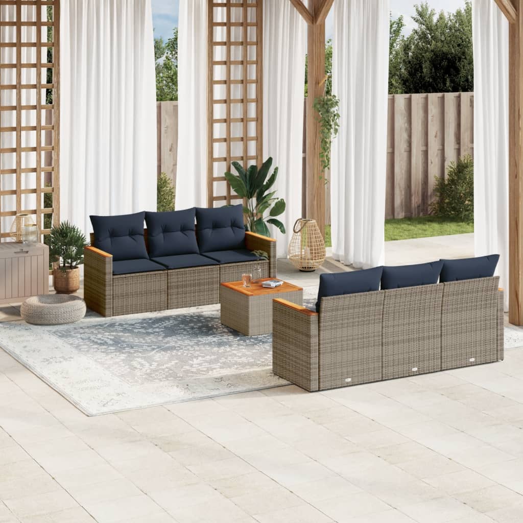 7-delige tuinbankset met kussens, grijs polyrotan is nu te koop bij PeponiXL, paradijselijk wonen!
