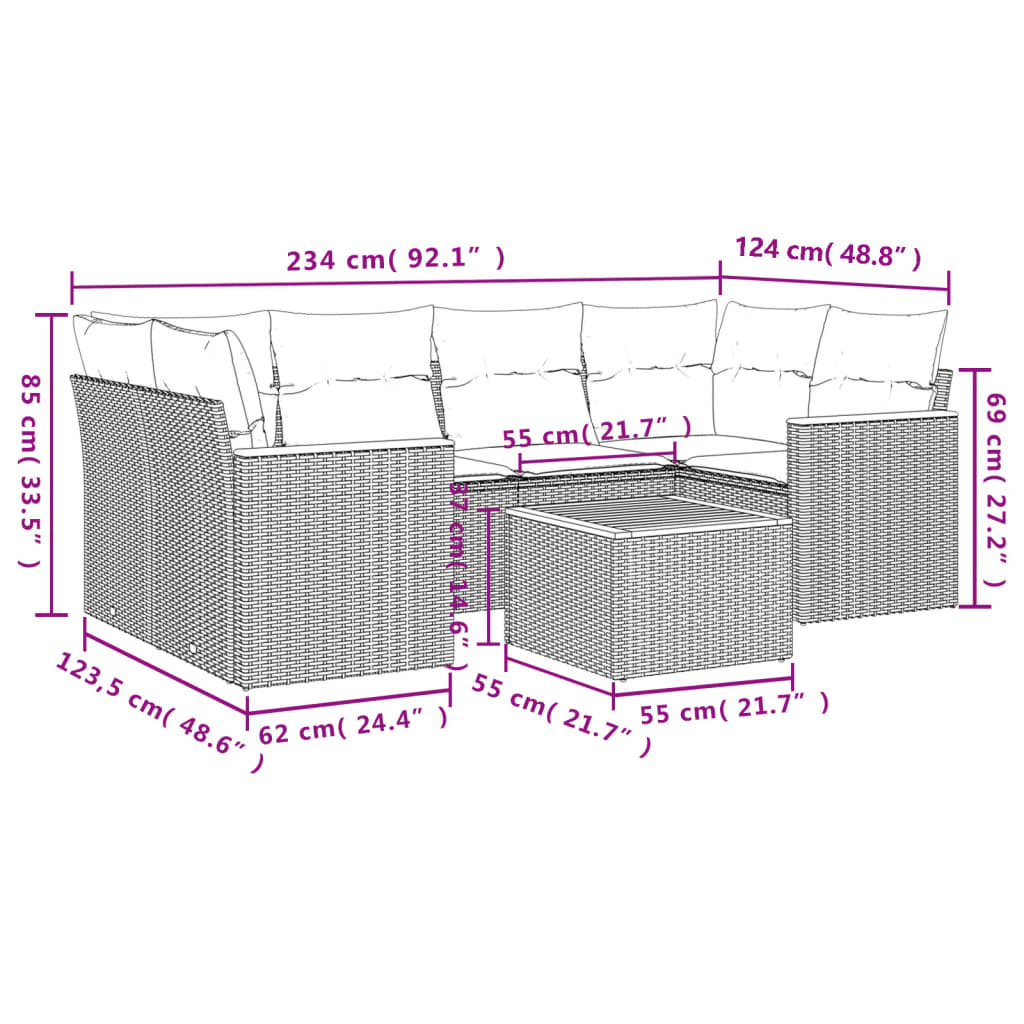 7-delige Loungeset met kussens poly rattan beige is nu te koop bij PeponiXL, paradijselijk wonen!