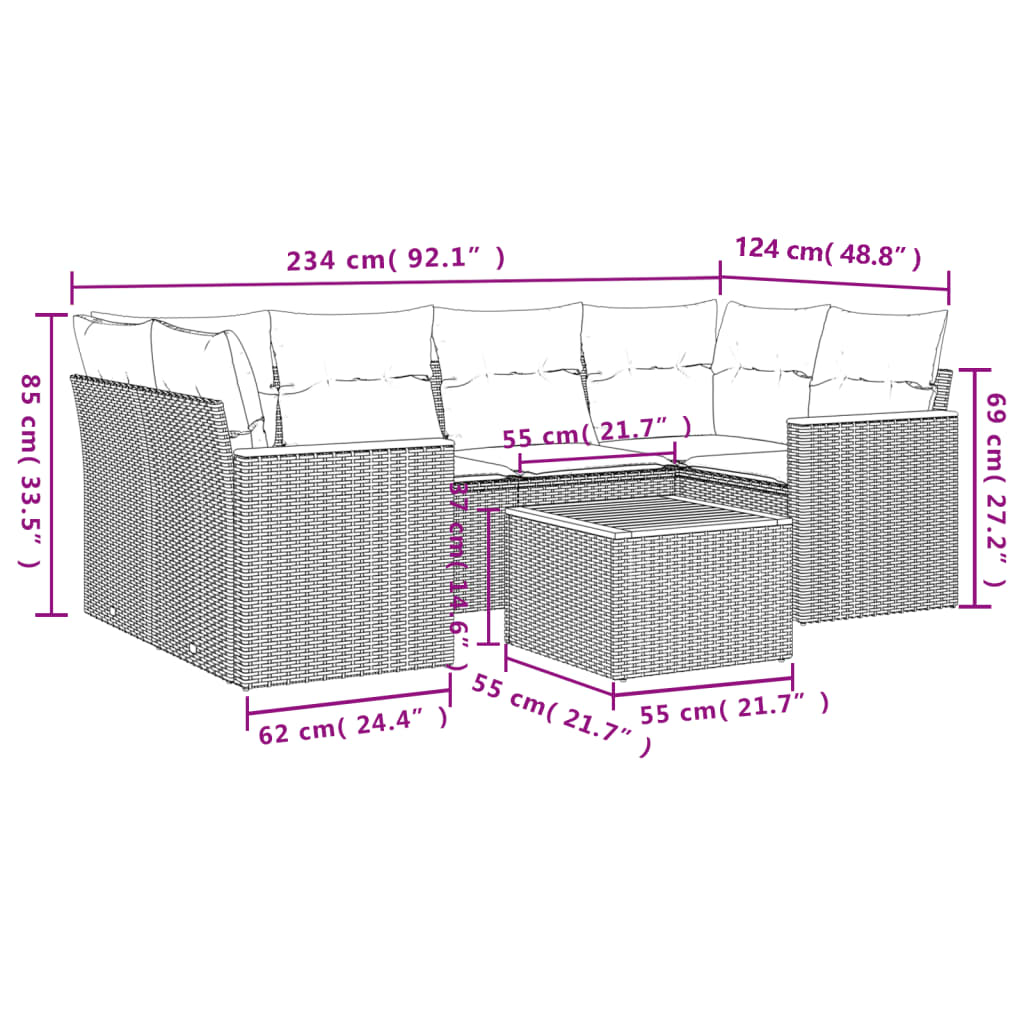 7-delige Loungeset met kussens poly rattan grijs is nu te koop bij PeponiXL, paradijselijk wonen!