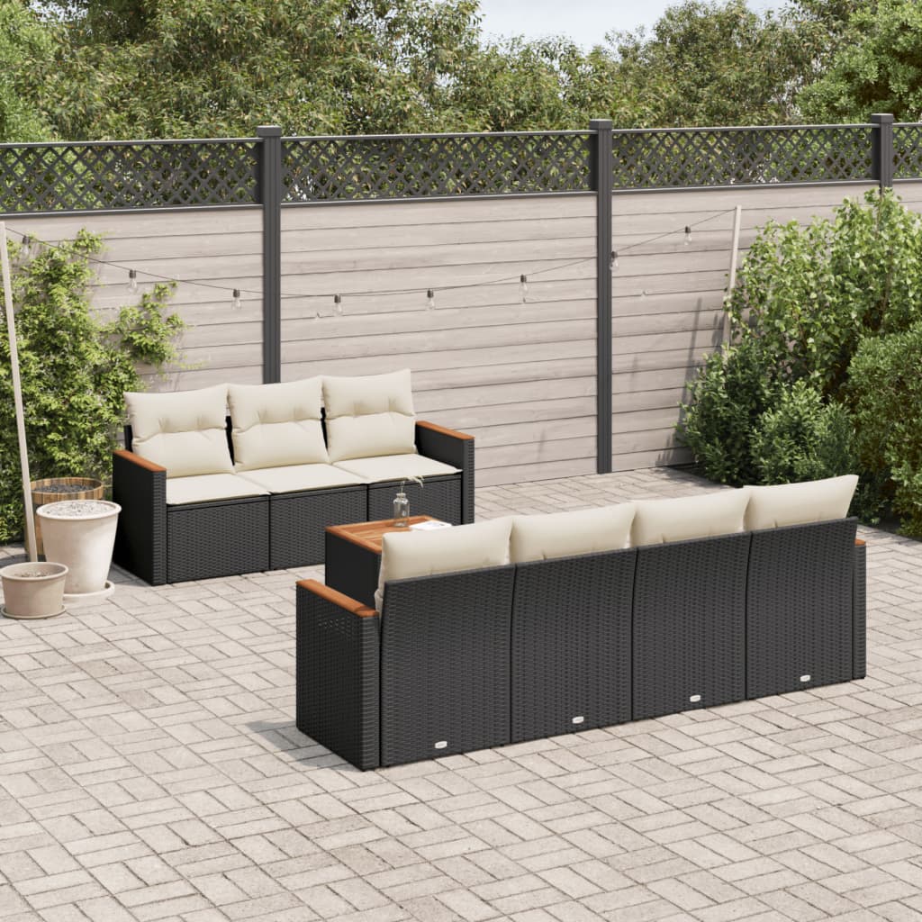 8-delige Loungeset met kussens poly rattan zwart is nu te koop bij PeponiXL, paradijselijk wonen!