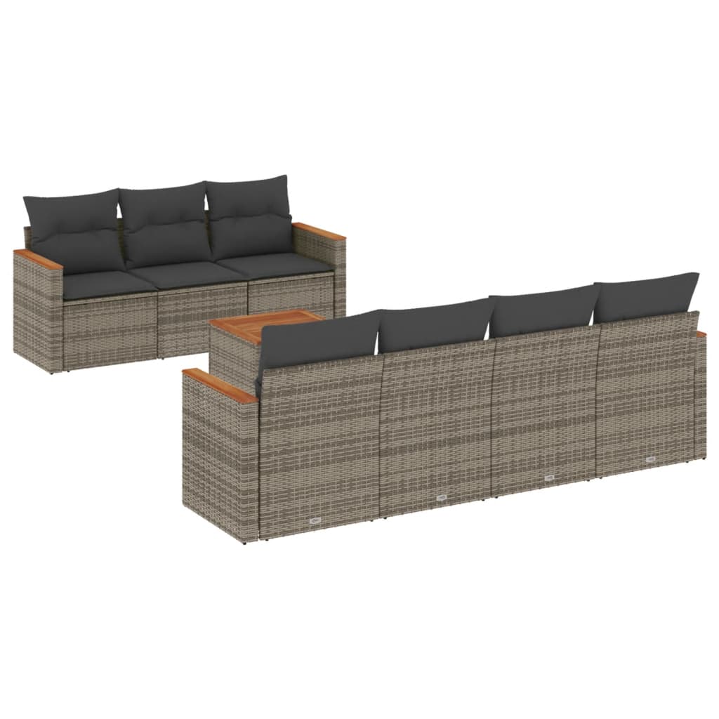 8-delige Loungeset met kussens poly rattan grijs is nu te koop bij PeponiXL, paradijselijk wonen!