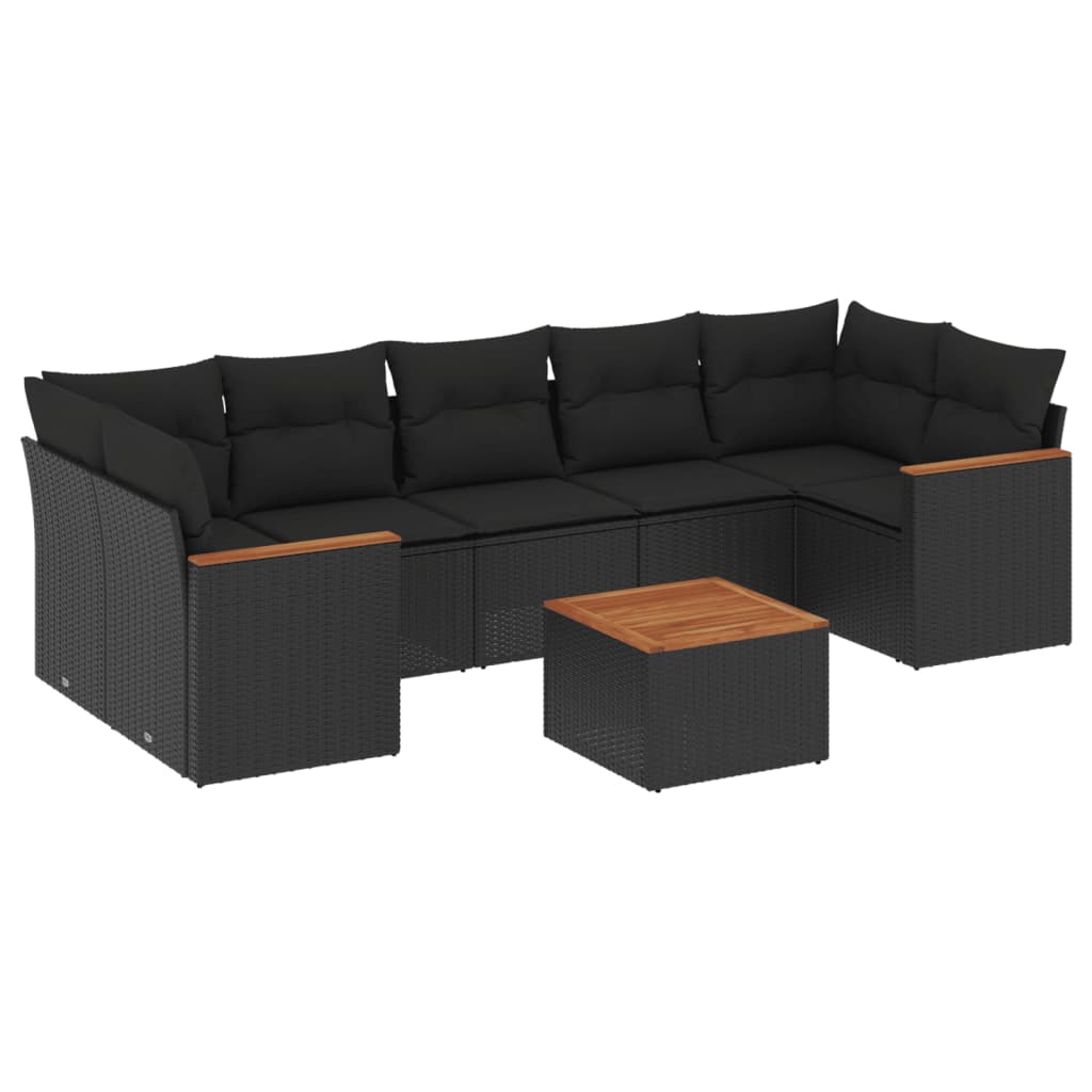 8-delige Loungeset met kussens poly rattan zwart is nu te koop bij PeponiXL, paradijselijk wonen!