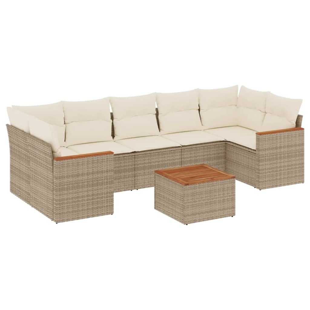 8-delige Loungeset met kussens poly rattan beige is nu te koop bij PeponiXL, paradijselijk wonen!
