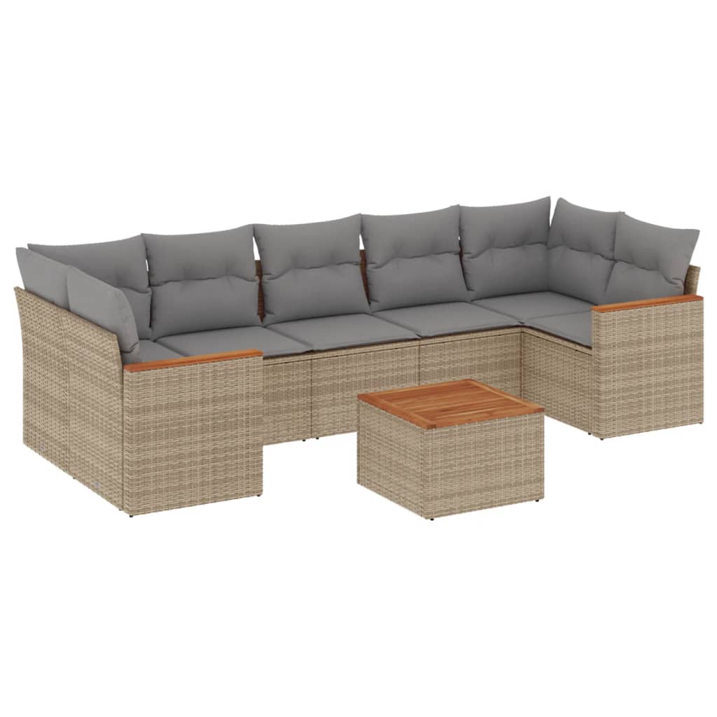 8-delige Loungeset met kussens poly rattan gemengd beige is nu te koop bij PeponiXL, paradijselijk wonen!