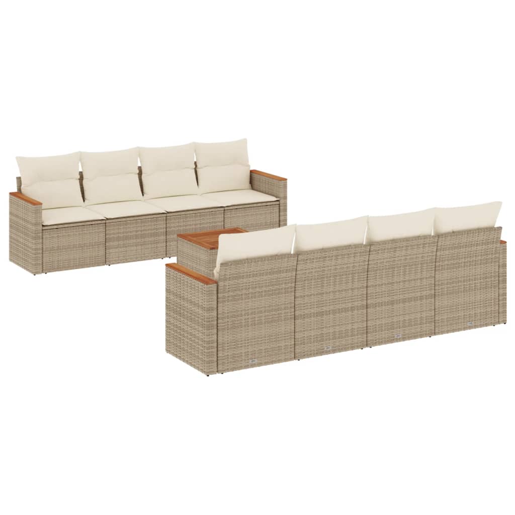 9-delige Loungeset met kussens poly rattan beige is nu te koop bij PeponiXL, paradijselijk wonen!