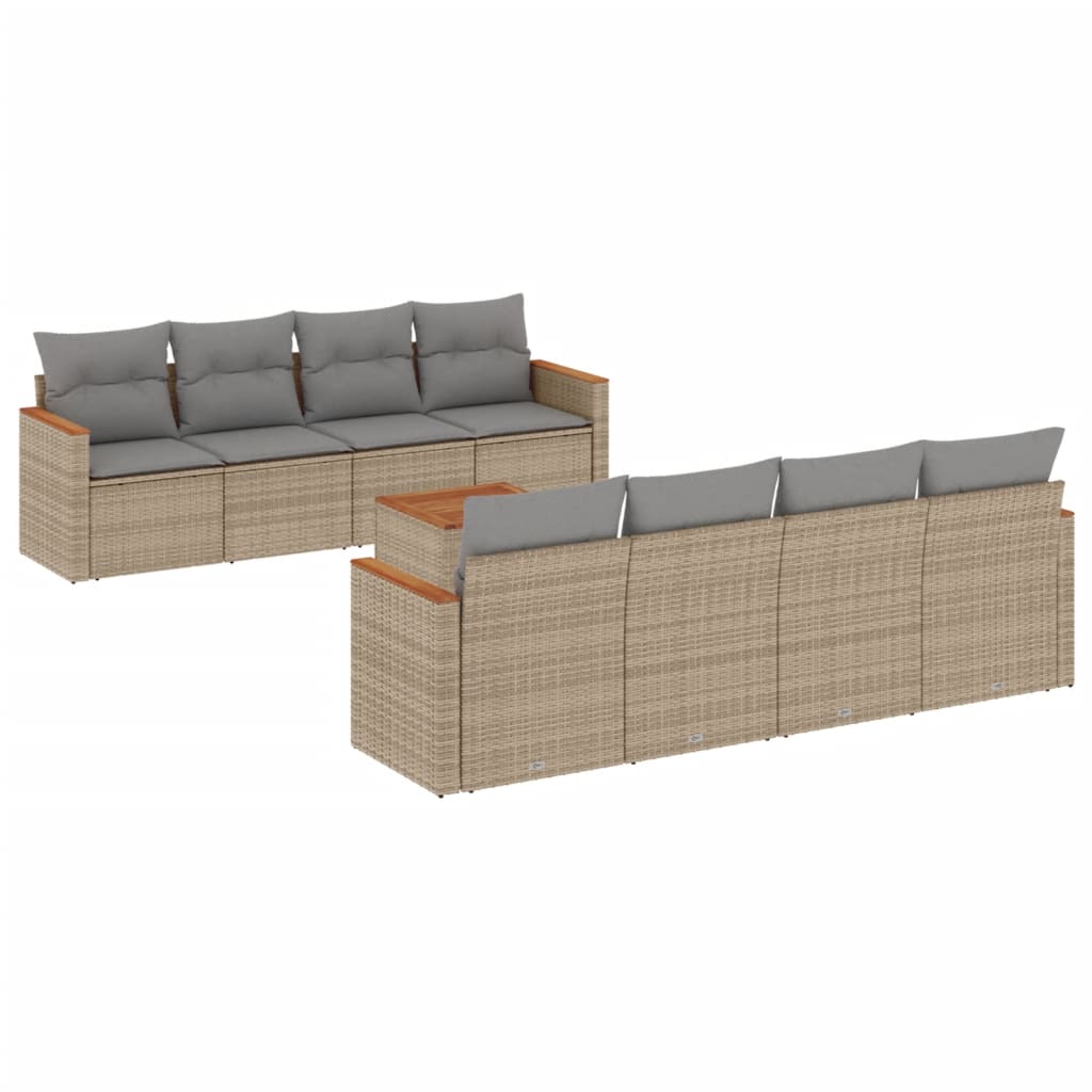 9-delige Loungeset met kussens poly rattan gemengd beige is nu te koop bij PeponiXL, paradijselijk wonen!