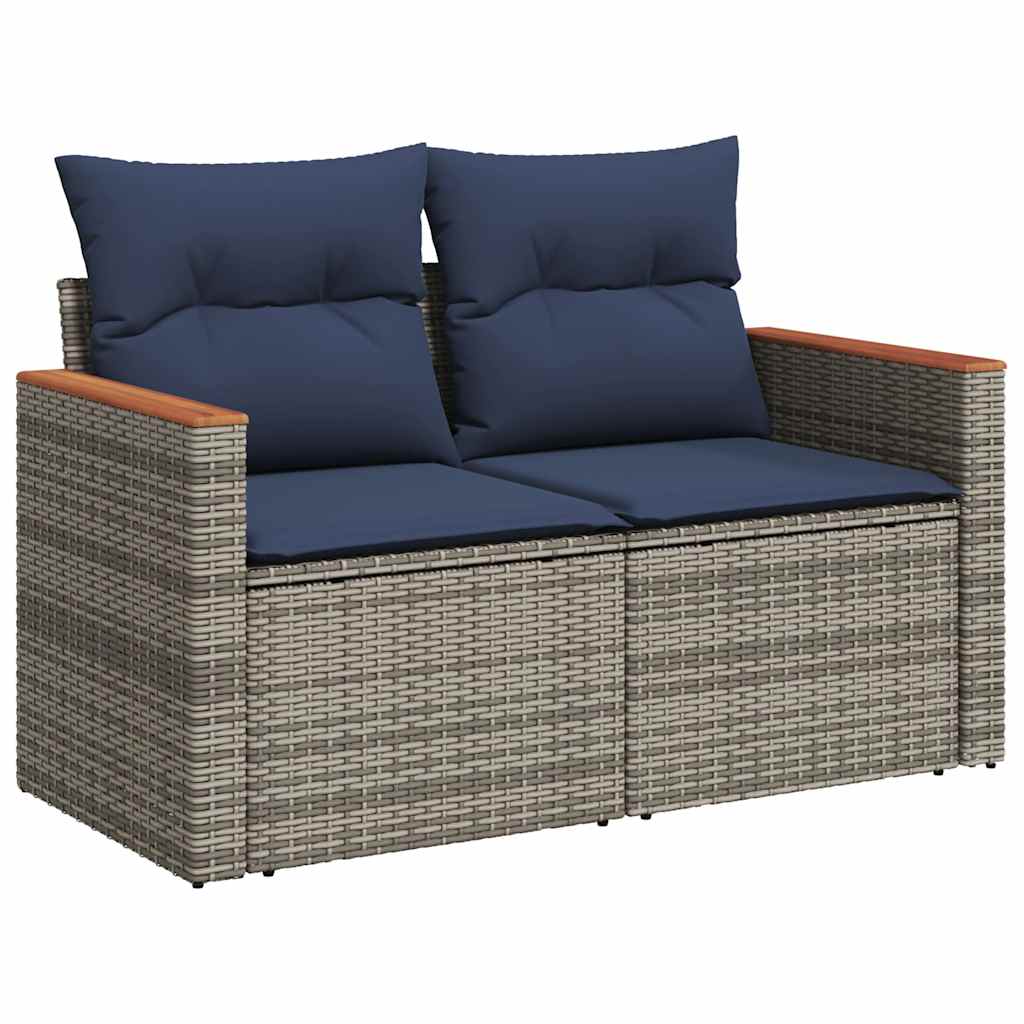9-delige tuinbankset met kussens, grijs polyrotan is nu te koop bij PeponiXL, paradijselijk wonen!