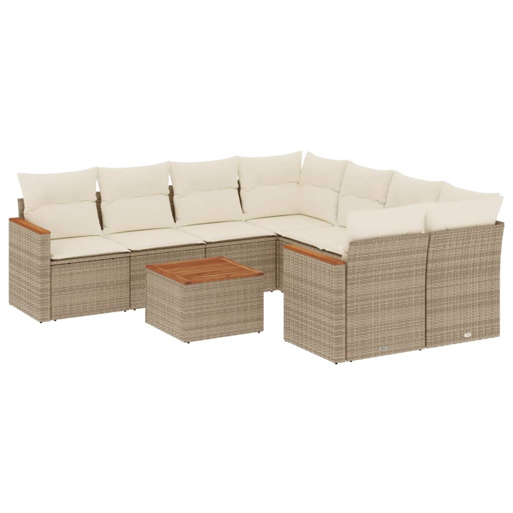 9-delige Loungeset met kussens poly rattan beige is nu te koop bij PeponiXL, paradijselijk wonen!