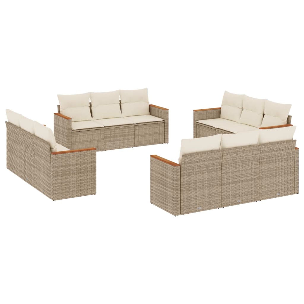 12-delige Loungeset met kussens poly rattan beige is nu te koop bij PeponiXL, paradijselijk wonen!