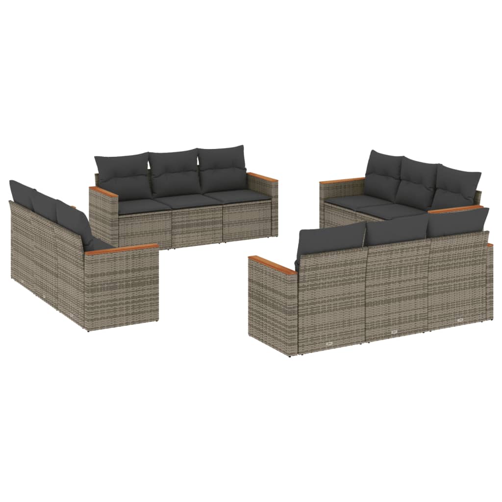 12-delige Loungeset met kussens poly rattan grijs is nu te koop bij PeponiXL, paradijselijk wonen!