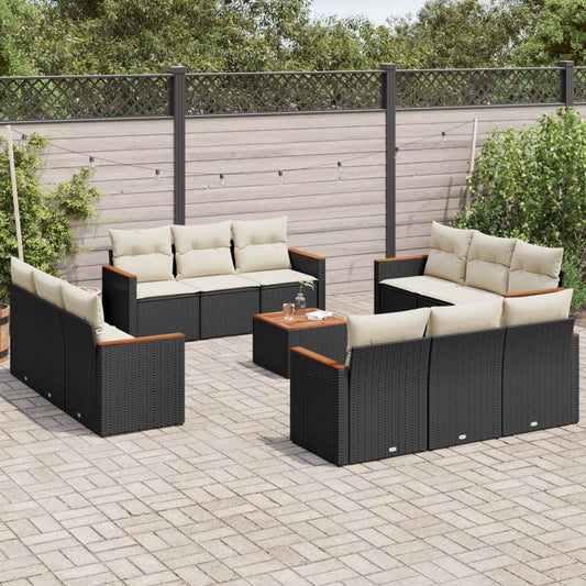 13-delige Loungeset met kussens poly rattan zwart is nu te koop bij PeponiXL, paradijselijk wonen!
