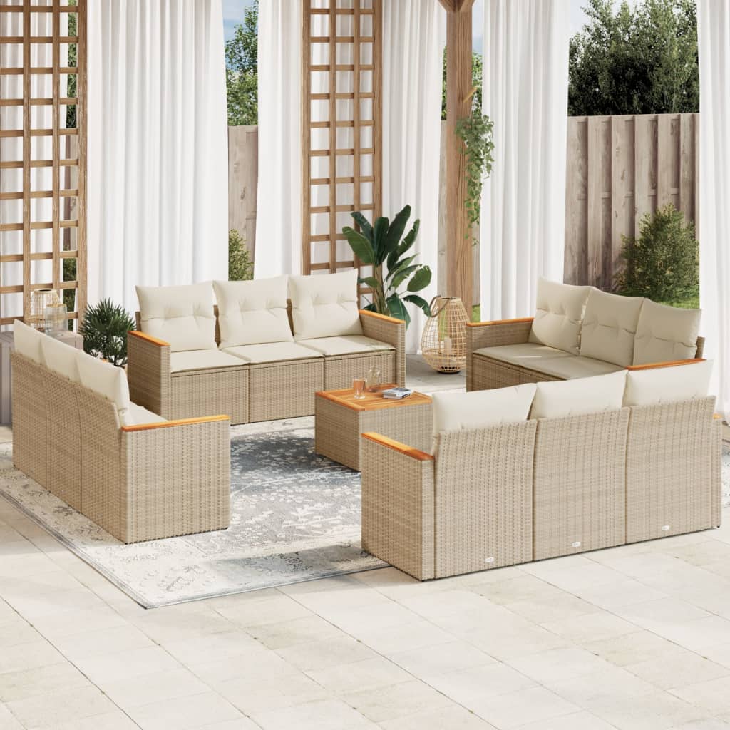 13-delige Loungeset met kussens poly rattan beige is nu te koop bij PeponiXL, paradijselijk wonen!