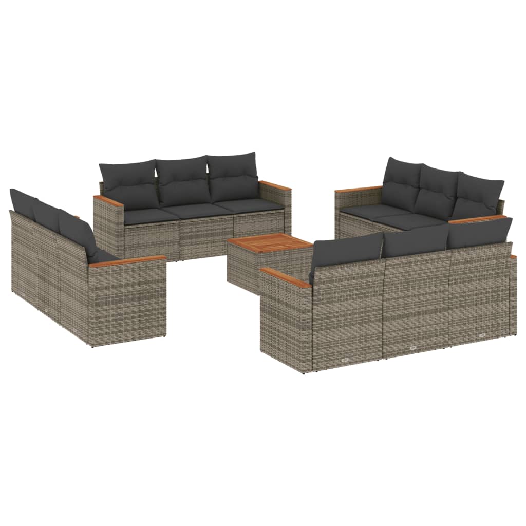 13-delige Loungeset met kussens poly rattan grijs is nu te koop bij PeponiXL, paradijselijk wonen!
