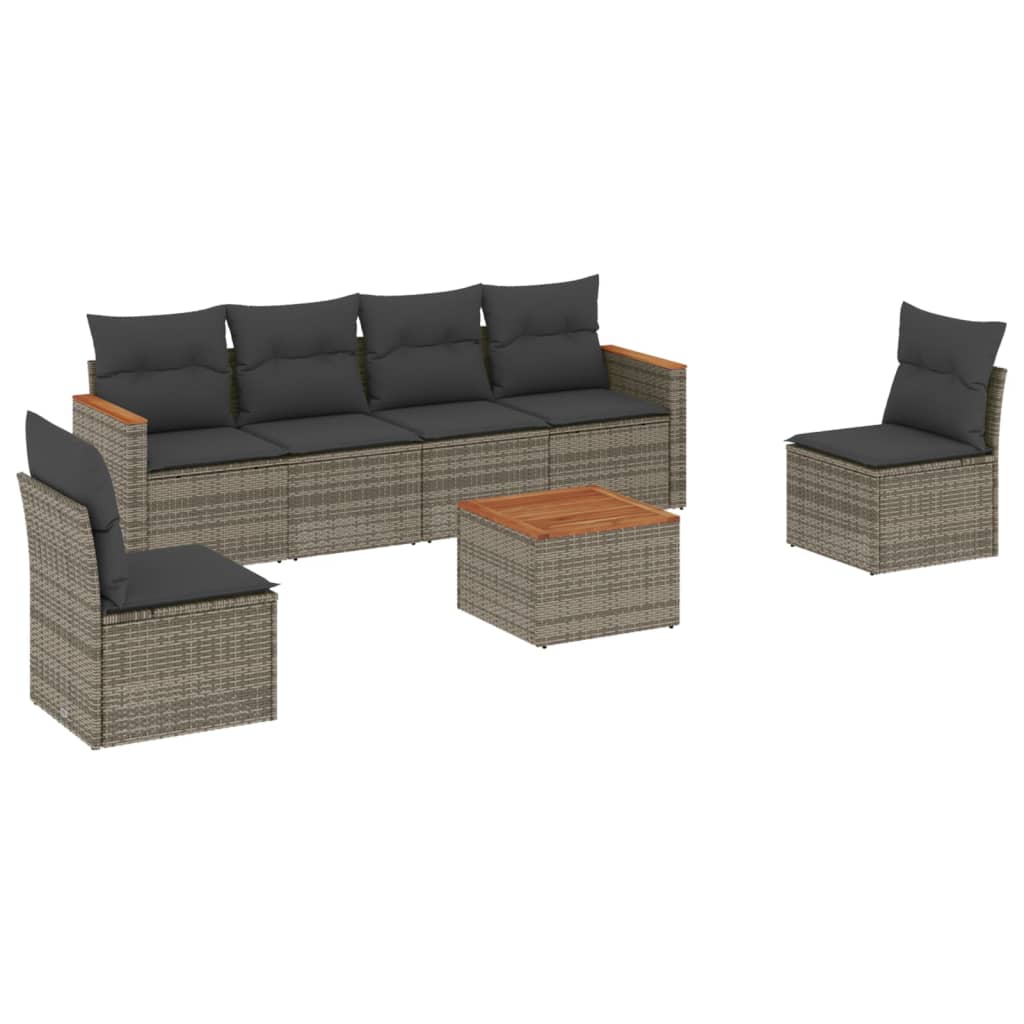 7-delige Loungeset met kussens poly rattan grijs is nu te koop bij PeponiXL, paradijselijk wonen!