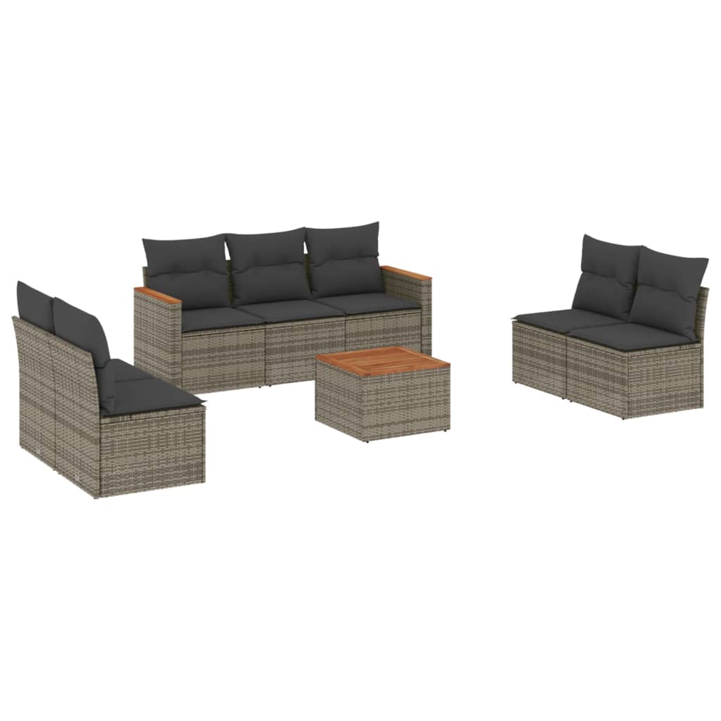 8-delige Loungeset met kussens poly rattan grijs is nu te koop bij PeponiXL, paradijselijk wonen!