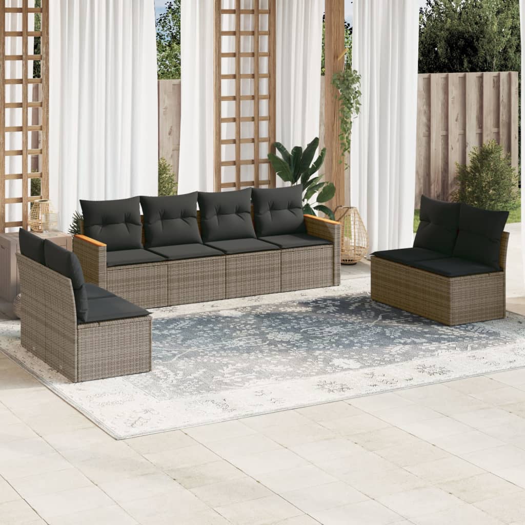 8-delige Loungeset met kussens poly rattan grijs is nu te koop bij PeponiXL, paradijselijk wonen!