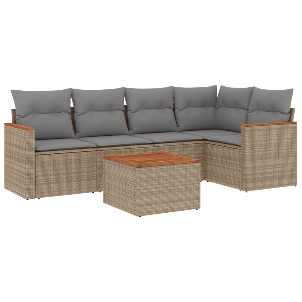6-delige Loungeset met kussens poly rattan gemengd beige is nu te koop bij PeponiXL, paradijselijk wonen!