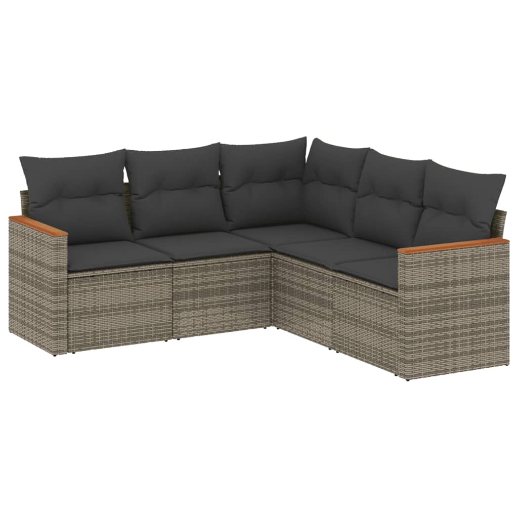 5-delige Loungeset met kussens poly rattan grijs is nu te koop bij PeponiXL, paradijselijk wonen!