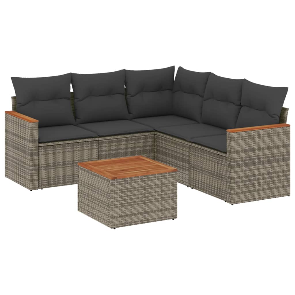 6-delige Loungeset met kussens poly rattan grijs is nu te koop bij PeponiXL, paradijselijk wonen!