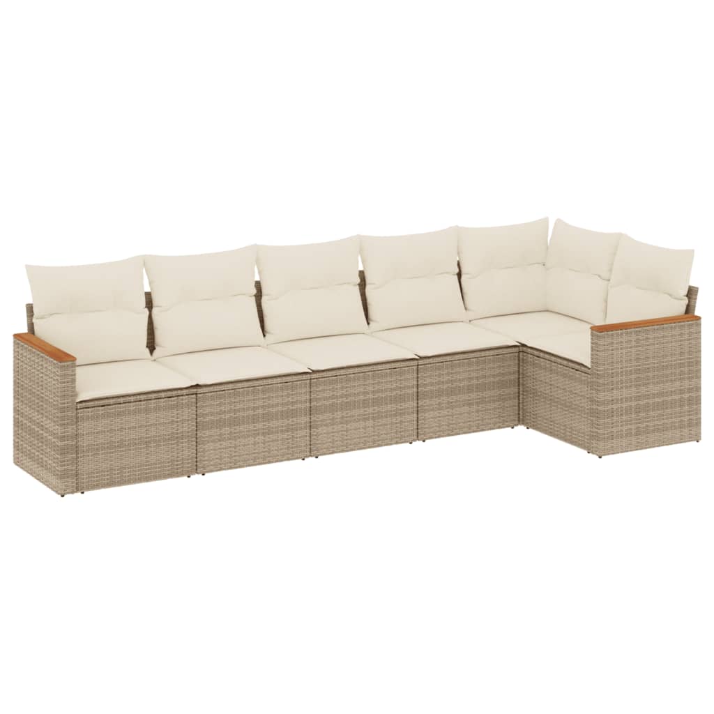 6-delige Loungeset met kussens poly rattan beige is nu te koop bij PeponiXL, paradijselijk wonen!