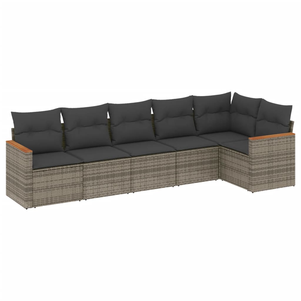 6-delige Loungeset met kussens poly rattan grijs is nu te koop bij PeponiXL, paradijselijk wonen!
