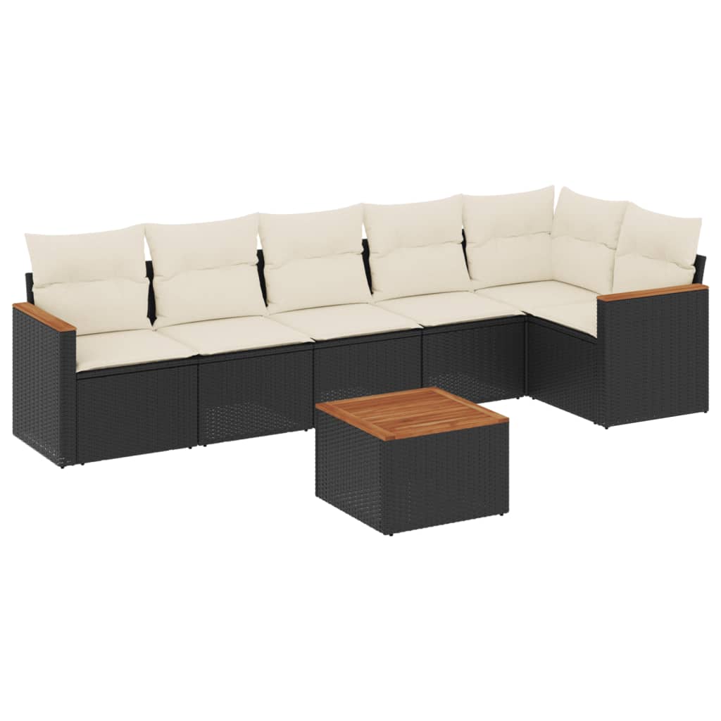 7-delige Loungeset met kussens poly rattan zwart is nu te koop bij PeponiXL, paradijselijk wonen!