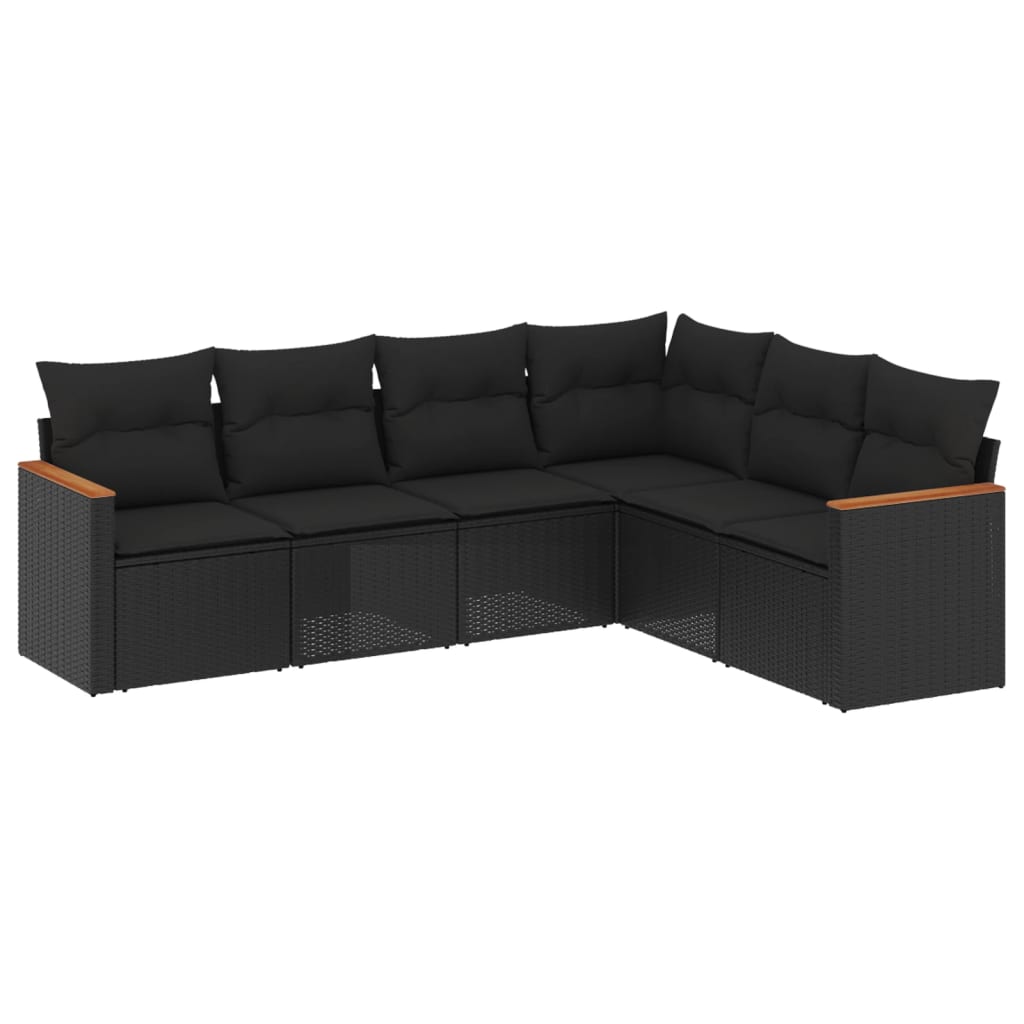 6-delige Loungeset met kussens poly rattan zwart is nu te koop bij PeponiXL, paradijselijk wonen!