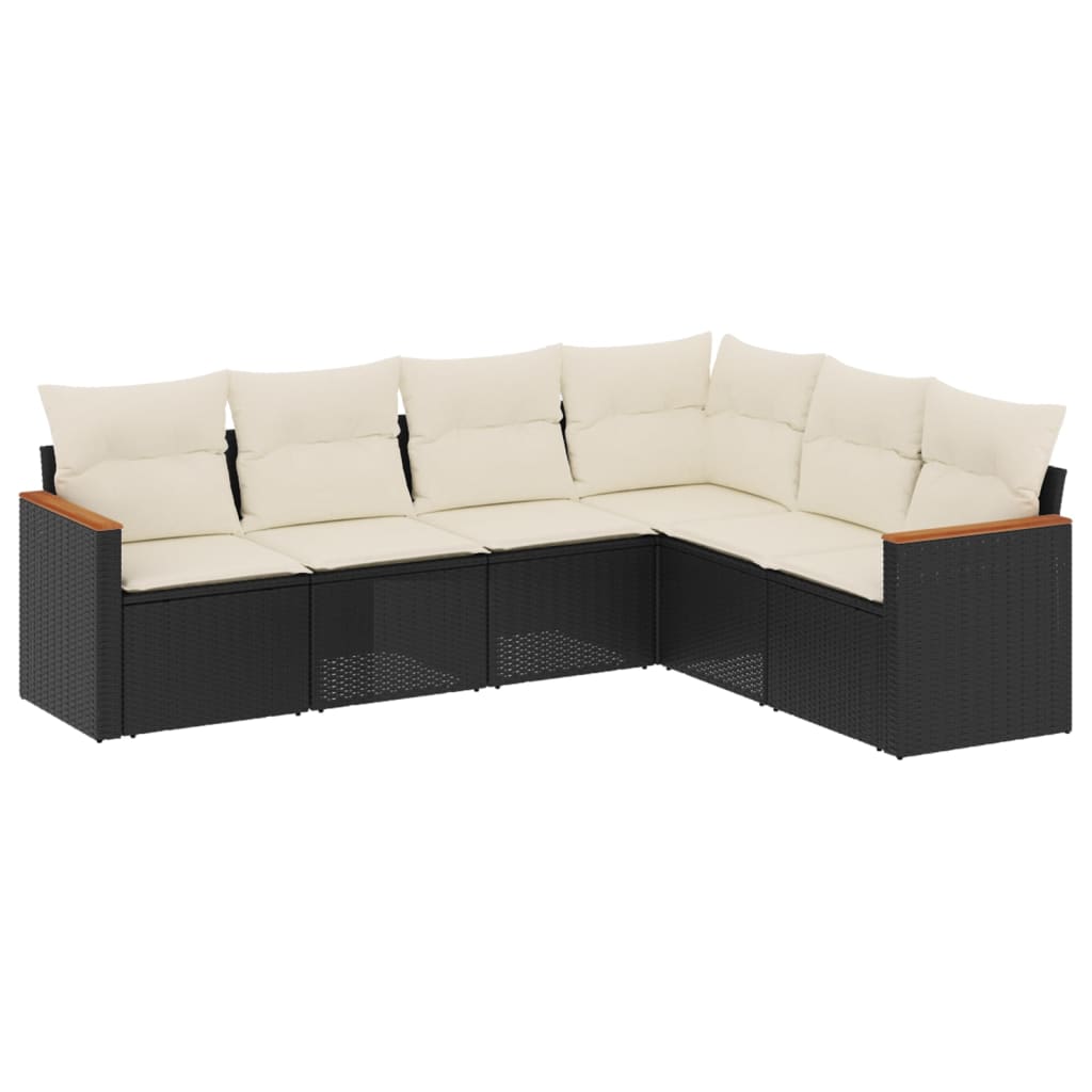 6-delige Loungeset met kussens poly rattan zwart is nu te koop bij PeponiXL, paradijselijk wonen!