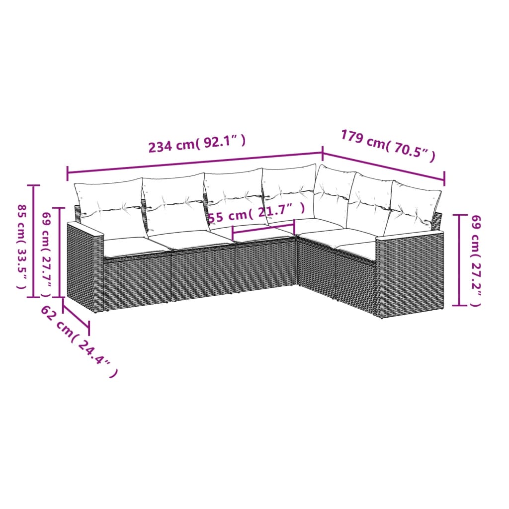 6-delige Loungeset met kussens poly rattan zwart is nu te koop bij PeponiXL, paradijselijk wonen!