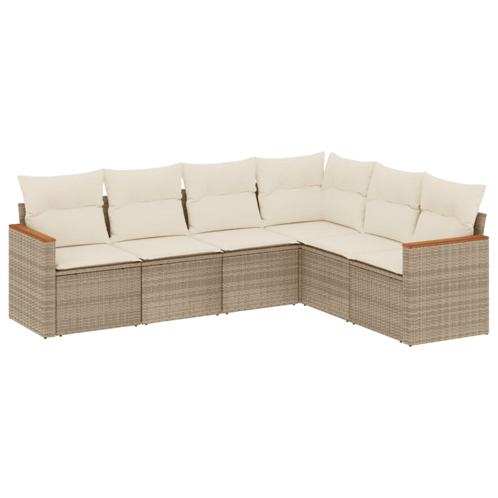6-delige Loungeset met kussens poly rattan beige is nu te koop bij PeponiXL, paradijselijk wonen!