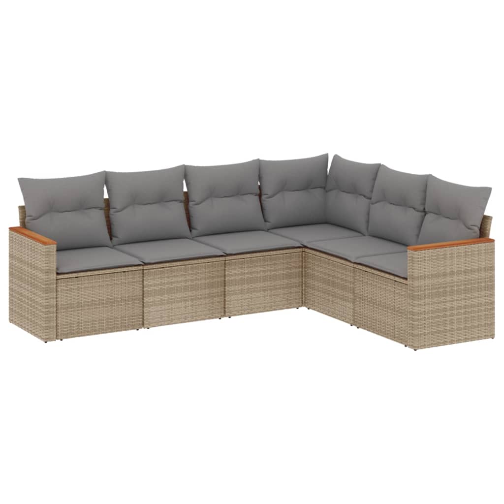 6-delige Loungeset met kussens poly rattan gemengd beige is nu te koop bij PeponiXL, paradijselijk wonen!