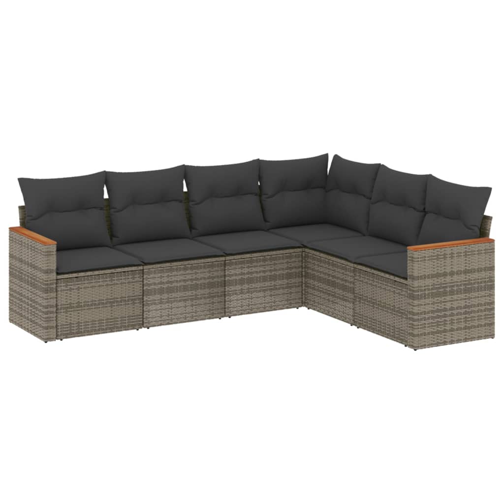 6-delige Loungeset met kussens poly rattan grijs is nu te koop bij PeponiXL, paradijselijk wonen!