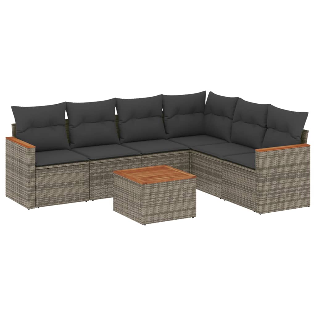 7-delige Loungeset met kussens poly rattan grijs is nu te koop bij PeponiXL, paradijselijk wonen!