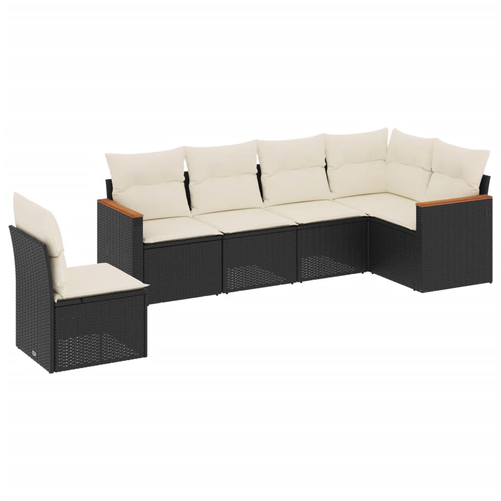 6-delige Loungeset met kussens poly rattan zwart is nu te koop bij PeponiXL, paradijselijk wonen!