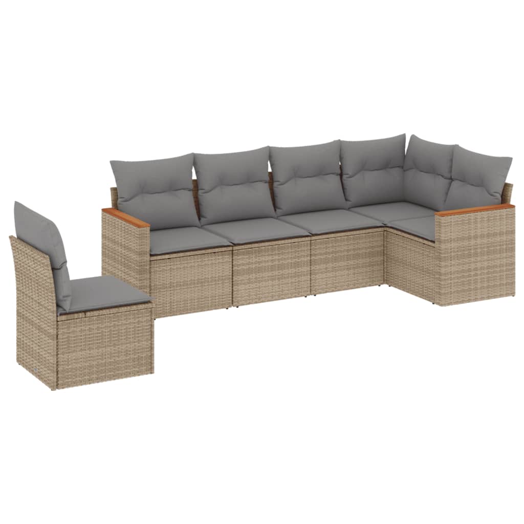 6-delige Loungeset met kussens poly rattan gemengd beige is nu te koop bij PeponiXL, paradijselijk wonen!