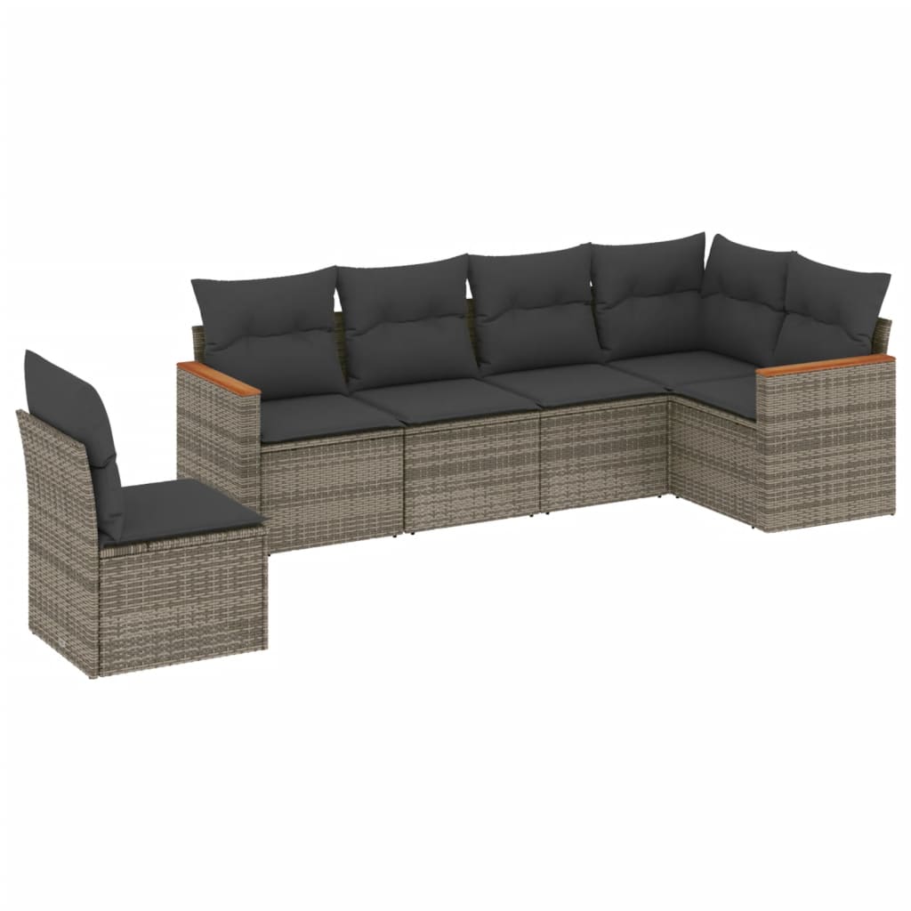 6-delige Loungeset met kussens poly rattan grijs is nu te koop bij PeponiXL, paradijselijk wonen!