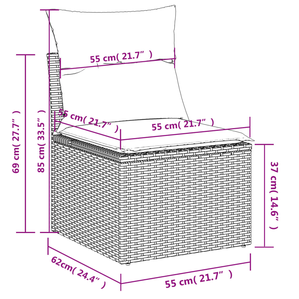 6-delige tuinbankset met kussens, grijs polyrotan is nu te koop bij PeponiXL, paradijselijk wonen!