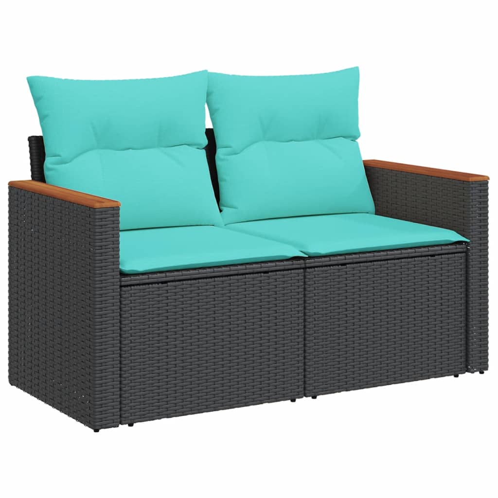 7-delige tuinbankset met kussens van zwart polyrotan is nu te koop bij PeponiXL, paradijselijk wonen!