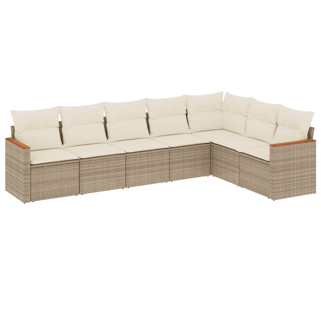 7-delige Loungeset met kussens poly rattan beige is nu te koop bij PeponiXL, paradijselijk wonen!