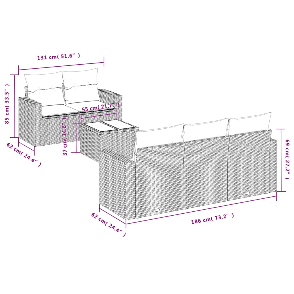 6-delige Loungeset met kussens poly rattan zwart is nu te koop bij PeponiXL, paradijselijk wonen!