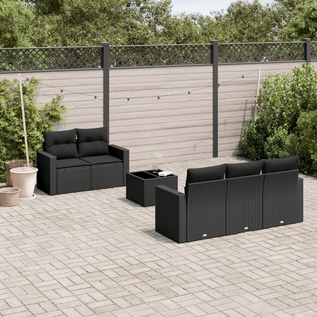 6-delige Loungeset met kussens poly rattan zwart is nu te koop bij PeponiXL, paradijselijk wonen!